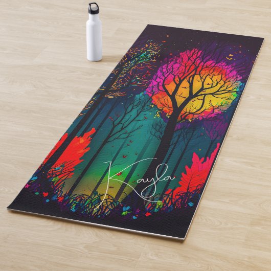 Whimsical Colorful Trees Yoga Mat (In situ)