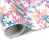 Whimsical Colorful Watercolor Snowflakes Holiday  Cadeaupapier (Rol Hoek)