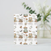 Whimsical "Compost Your Expectations" Frog & Cat P Briefkaart (Staand voorkant)