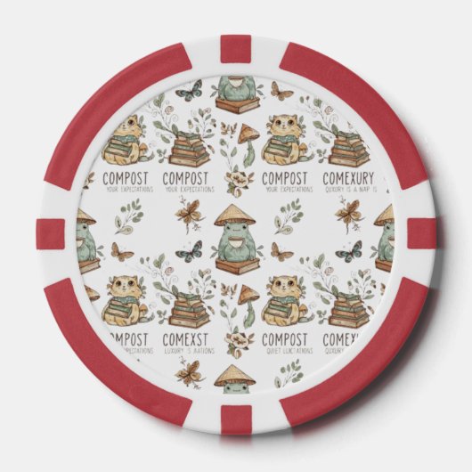Whimsical "Compost Your Expectations" Frog & Cat P Poker Chips (Voorkant)