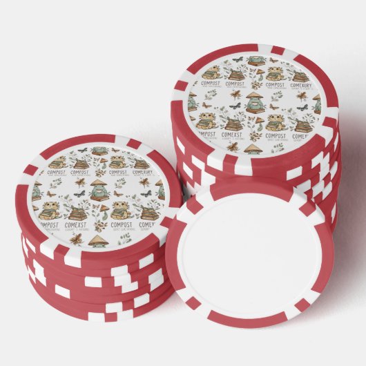 Whimsical "Compost Your Expectations" Frog & Cat P Poker Chips (Opstapeling)