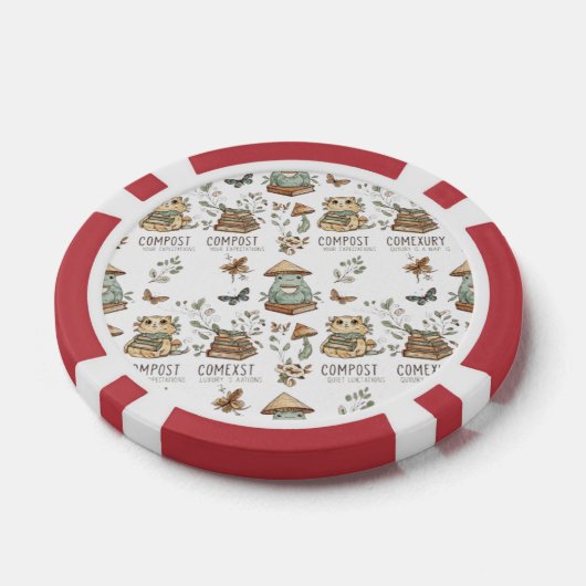 Whimsical "Compost Your Expectations" Frog & Cat P Poker Chips (Enkel)