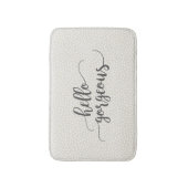 Whimsical Confetti Stip Hallo op grijs Badmat (Voorkant Verticaal)