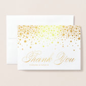 Whimsical Confetti Stippen Fotobruiloft Dank u Folie Kaarten (Voorkant met envelop)