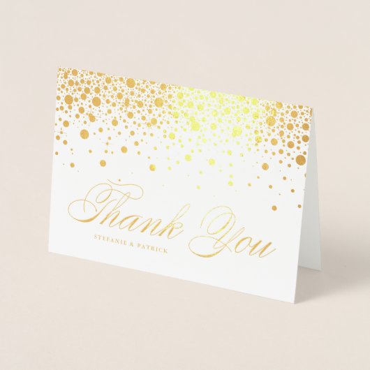 Whimsical Confetti Stippen Fotobruiloft Dank u Folie Kaarten (Voorkant)