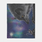 Whimsical Conversation: Wolf en Muis Fleece Deken (Voorkant)