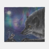 Whimsical Conversation: Wolf en Muis Fleece Deken (Voorkant (Horizontaal))