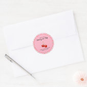 Whimsical Coqette Cherry op Top Baby shower Ronde Sticker (Envelop)