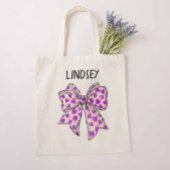 Whimsical Coquette Boog Lavendel en Paarse Harten Tote Bag