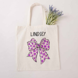 Whimsical Coquette Boog Lavendel en Paarse Harten Tote Bag