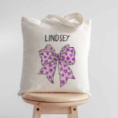 Whimsical Coquette Boog Lavendel en Paarse Harten Tote Bag