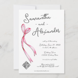 Whimsical Coquette Bow Glam Monogram Huwelijk Kaart
