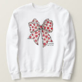 Whimsical Coquette Bow Hart Rood en Wit Trui (Design voorkant)