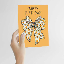 Whimsical Coquette Bow Heart Oranje bij elke geleg Kaart