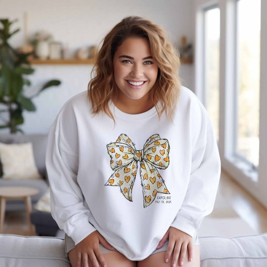 Whimsical Coquette Bow Heart Yellow Trui