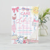 Whimsical Coquette Cake bij het Meer Feest Uitnodi Kaart (Staand voorkant)