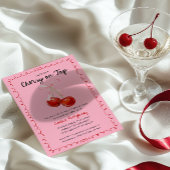 Whimsical Coquette Cherry op Top Baby shower Kaart