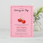 Whimsical Coquette Cherry op Top Baby shower Kaart (Staand voorkant)