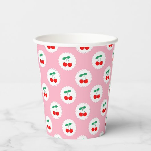 Whimsical Coquette Cherry op Top Baby shower Papieren Bekers (Achterkant)