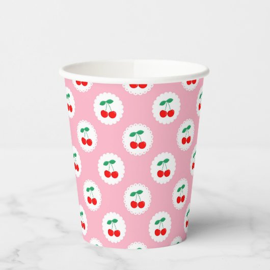 Whimsical Coquette Cherry op Top Baby shower Papieren Bekers (Links)