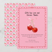 Whimsical Coquette Cherry op Top Dank u Kaart (Voorkant / Achterkant)