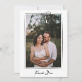 Whimsical Coquette Handgeschreven Boog Bruiloft Bedankkaart (Voorkant)