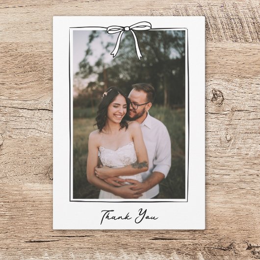 Whimsical Coquette Handgeschreven Boog Bruiloft Bedankkaart