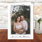 Whimsical Coquette Handgeschreven Boog Bruiloft Bedankkaart