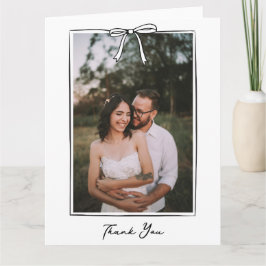 Whimsical Coquette Handgeschreven Boog Bruiloft Bedankkaart