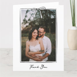 Whimsical Coquette Handgeschreven Boog Bruiloft Bedankkaart