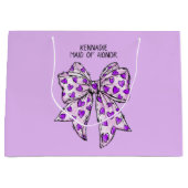 Whimsical Coquette Heart Bow Paarse en Lavendel Groot Cadeauzakje (Voorkant)