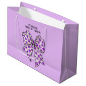 Whimsical Coquette Heart Bow Paarse en Lavendel Groot Cadeauzakje (Voorkant Gekanteld)