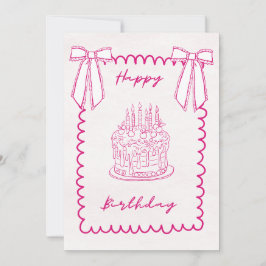 Whimsical Coquette Pink Birthday Card Feestdagenkaart