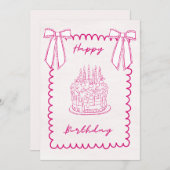 Whimsical Coquette Pink Birthday Card Feestdagenkaart (Voorkant / Achterkant)