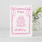 Whimsical Coquette Pink Birthday Card Feestdagenkaart (Staand voorkant)