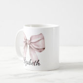 Whimsical coquette roze boog Gepersonaliseerde naa Koffiemok (Voorkant links)