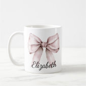 Whimsical coquette roze boog Gepersonaliseerde naa Koffiemok (Links)