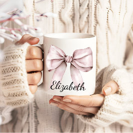 Whimsical coquette roze boog Gepersonaliseerde naa Koffiemok