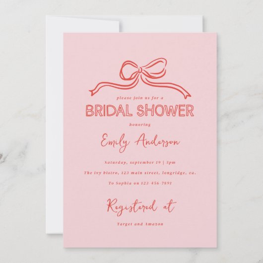 Whimsical coquette strik koppelknoop vrijgezellenf kaart (Achterkant)