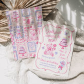 Whimsical Coquette Teddy Bear Roze Hand getekend Kaart