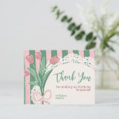Whimsical Coquette Tulp & Lintje Custom Bedankt Briefkaart (Staand voorkant)