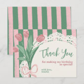 Whimsical Coquette Tulp & Lintje Custom Bedankt Briefkaart (Voorkant / Achterkant)