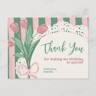Whimsical Coquette Tulp & Lintje Custom Bedankt Briefkaart