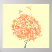 Whimsical Coral and Gray Tree - matching uitnodigi Poster (Voorkant)