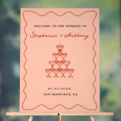 Whimsical Coral en Cherry Red Champagne Trouwen Acryl Bord (Neutraal)