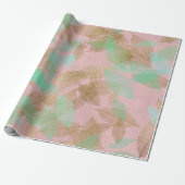 Whimsical Coral Gold Falling Leafink Cadeaupapier (Uitgerold)