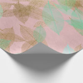 Whimsical Coral Gold Falling Leafink Cadeaupapier (Hoek)