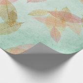 Whimsical Coral Gold Falling Leafs Mint Green Cadeaupapier (Hoek)