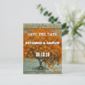 Whimsical Coral Heart Leaf Tree Save the Date Aankondigingskaart (Staand voorkant)