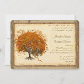 Whimsical Coral Heart Leaf Tree Weddenschap Kaart (Voorkant)